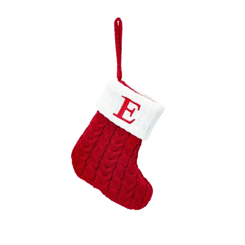 Mini Cable Knit Christmas Stocking Stuffers with Embroidered Initial and Snowflake Detail - Image 8