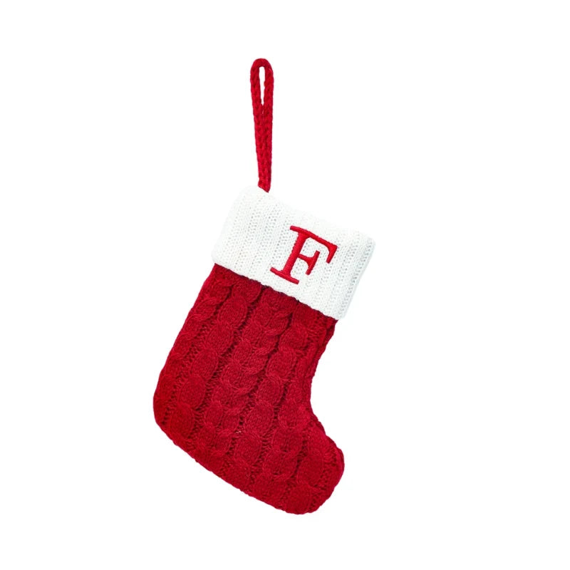 Mini Cable Knit Christmas Stocking Stuffers with Embroidered Initial and Snowflake Detail - Image 9