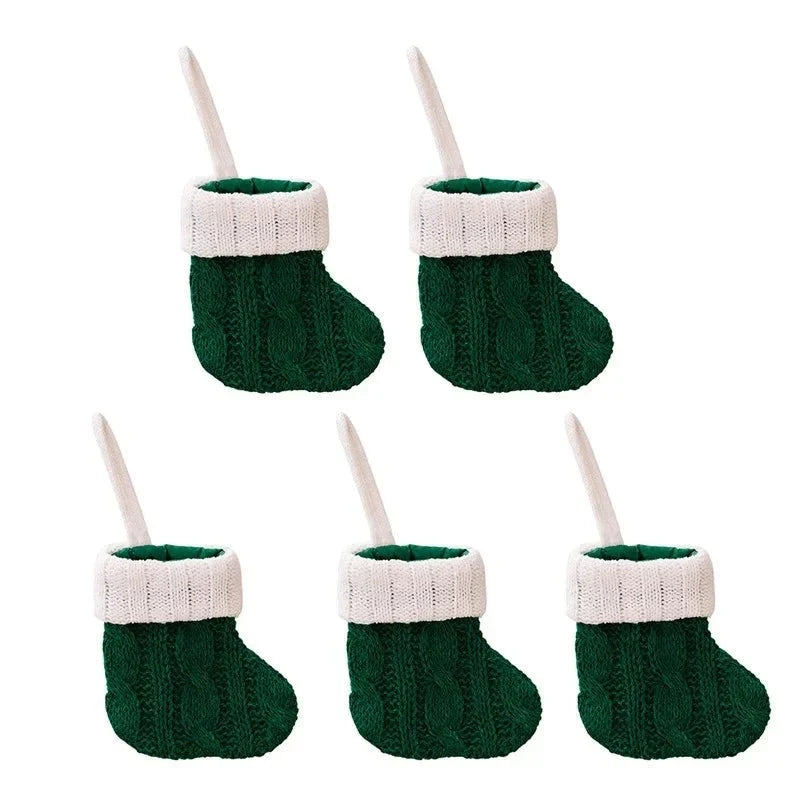 Mini Christmas Stockings Knit with Cable Texture and White Cuff - Image 5