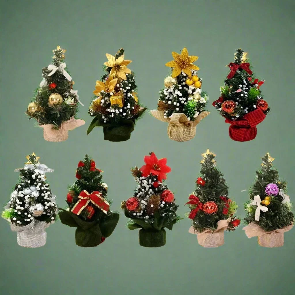 Mini Christmas Tree with Ornaments Flocked Artificial Snow and Fabric Base - Image 1