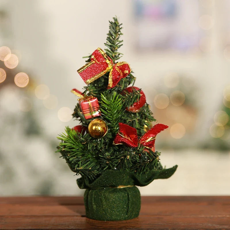 Mini Christmas Tree with Ornaments Flocked Artificial Snow and Fabric Base - Image 10