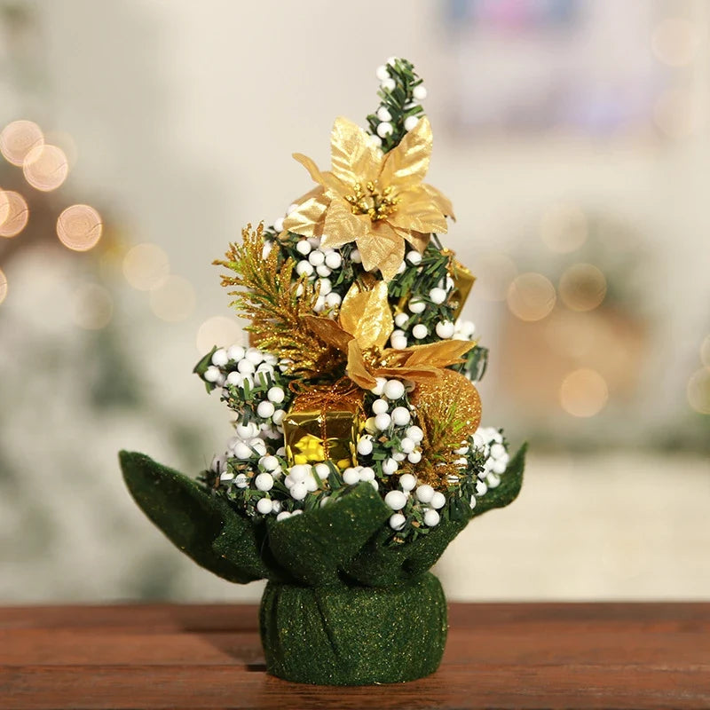 Mini Christmas Tree with Ornaments Flocked Artificial Snow and Fabric Base - Image 11