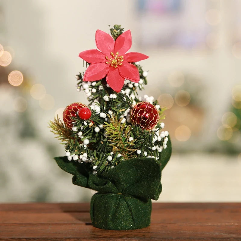 Mini Christmas Tree with Ornaments Flocked Artificial Snow and Fabric Base - Image 12