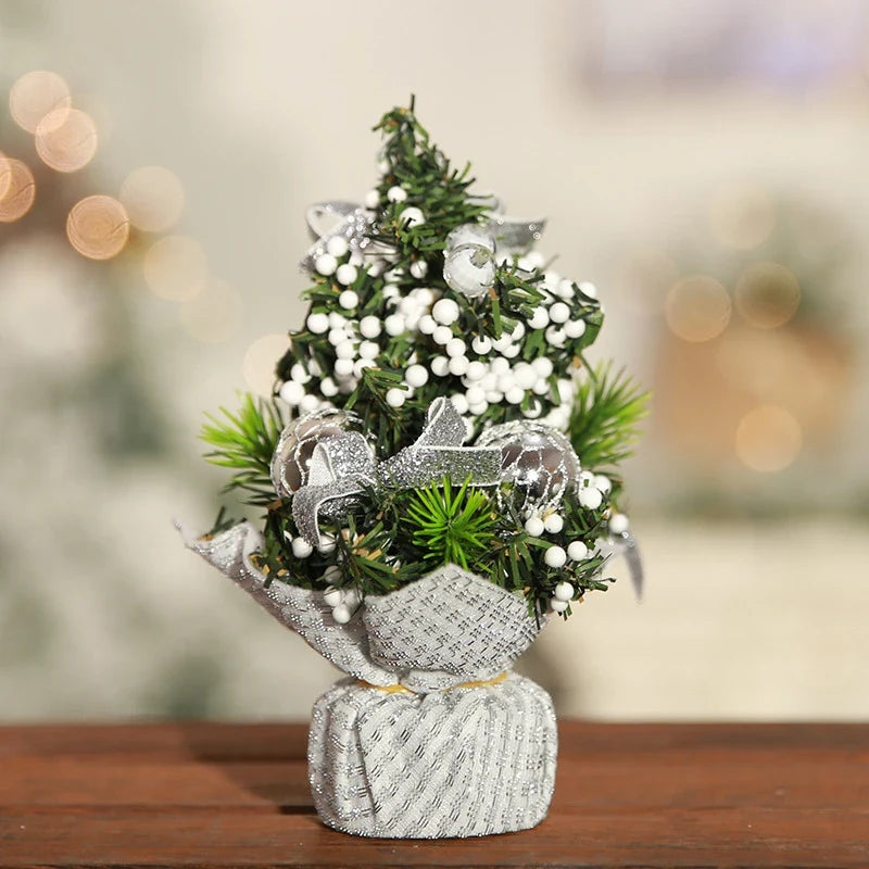 Mini Christmas Tree with Ornaments Flocked Artificial Snow and Fabric Base - Image 6
