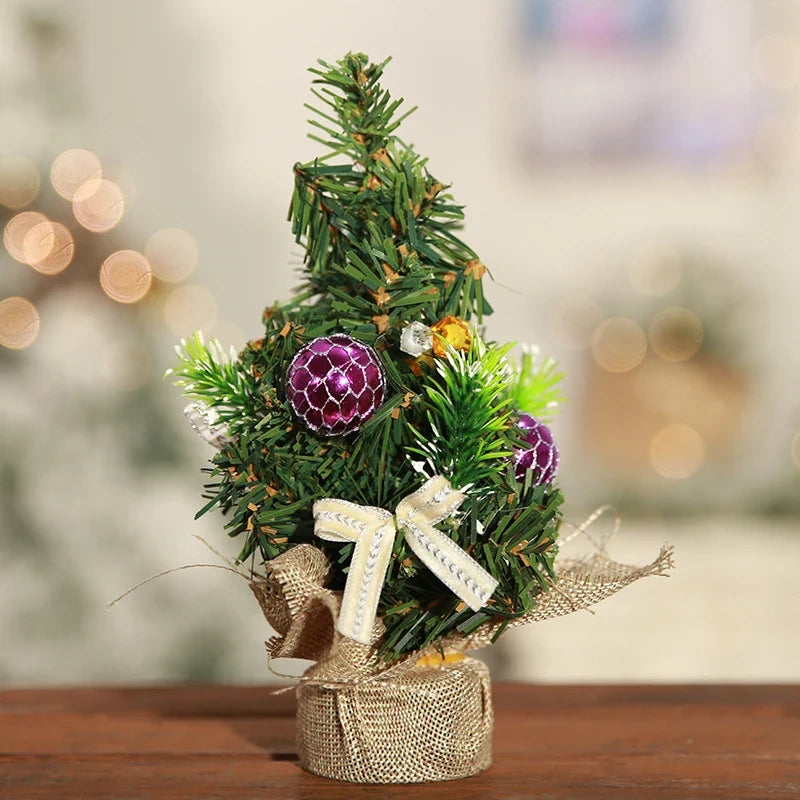Mini Christmas Tree with Ornaments Flocked Artificial Snow and Fabric Base - Image 8