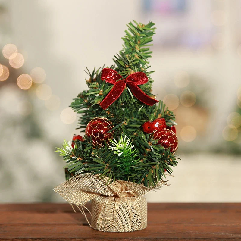 Mini Christmas Tree with Ornaments Flocked Artificial Snow and Fabric Base - Image 9