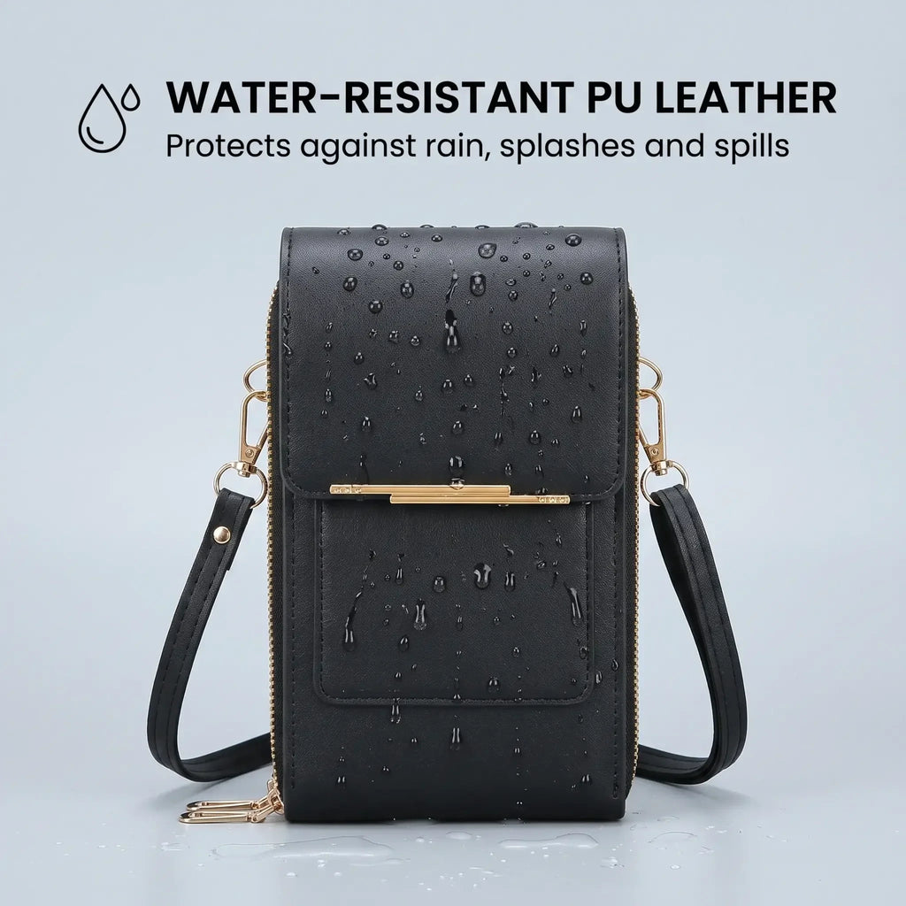Mini Leather Crossbody Bag with Clear Touchscreen Window and RFID Blocking - Image 4