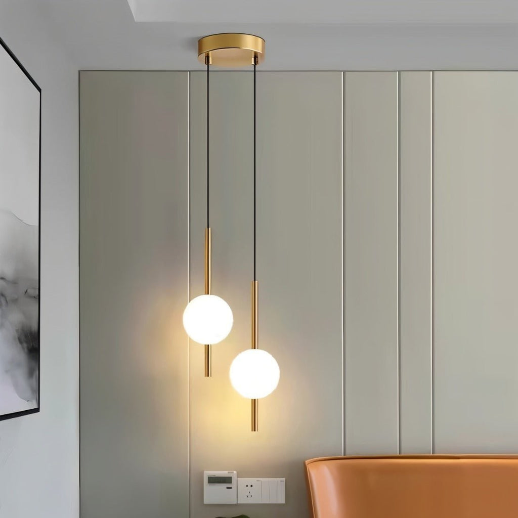 Minimalist Globe Pendant Light with Frosted Glass and Adjustable Suspension - Image 1