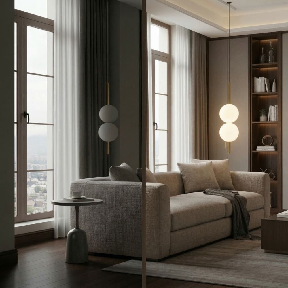 Minimalist Globe Pendant Light with Frosted Glass and Adjustable Suspension - Image 10