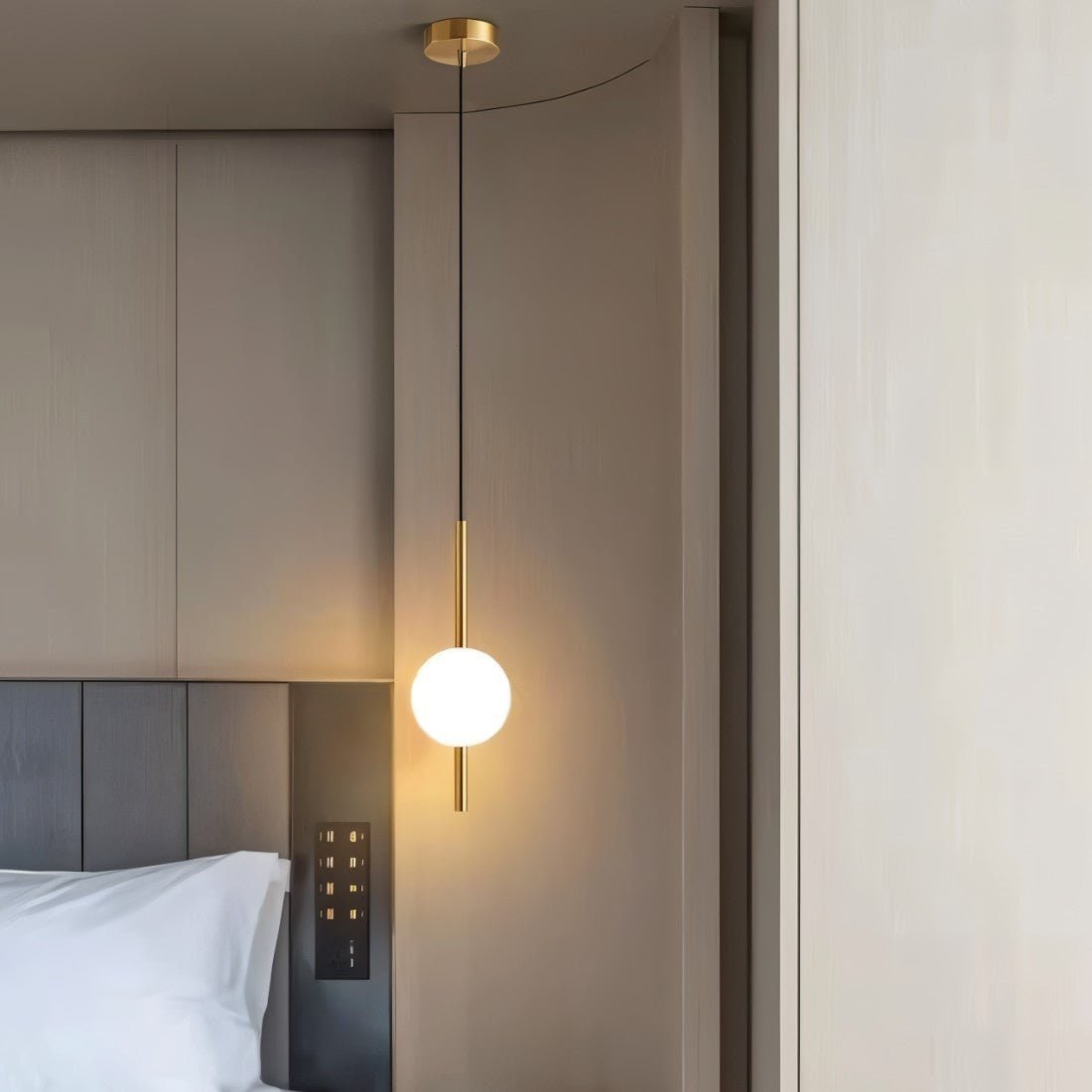 Minimalist Globe Pendant Light with Frosted Glass and Adjustable Suspension - Image 2
