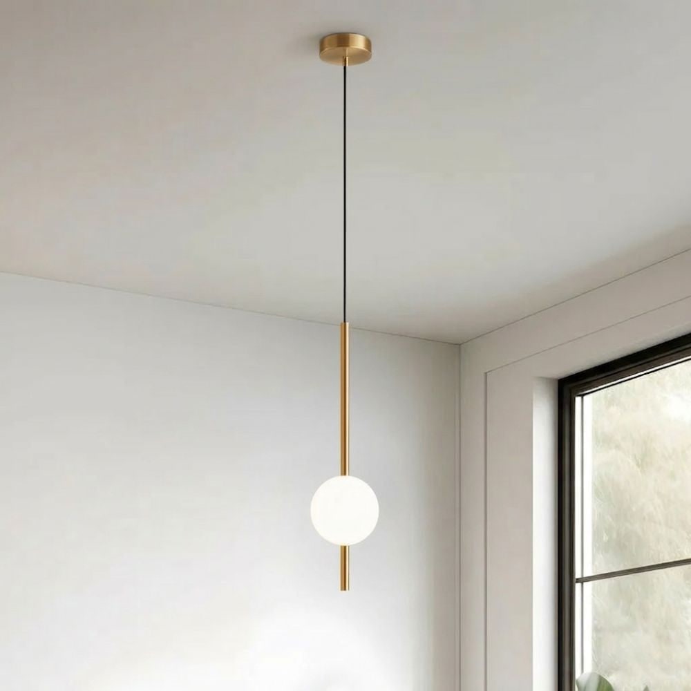 Minimalist Globe Pendant Light with Frosted Glass and Adjustable Suspension - Image 21