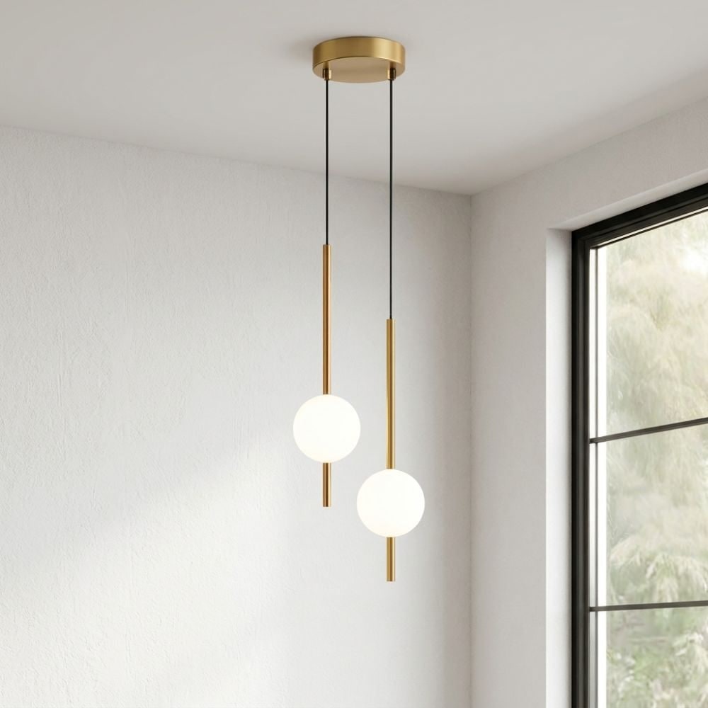 Minimalist Globe Pendant Light with Frosted Glass and Adjustable Suspension - Image 23
