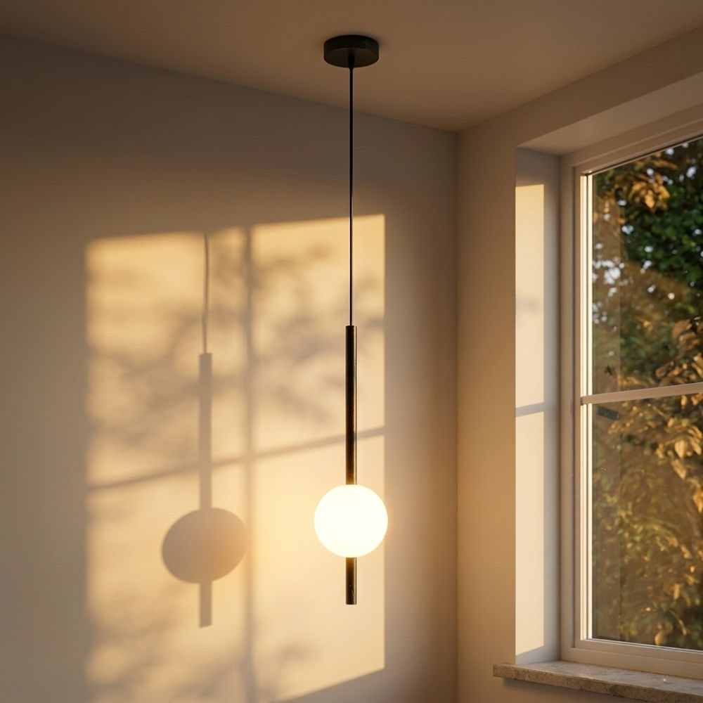 Minimalist Globe Pendant Light with Frosted Glass and Adjustable Suspension - Image 27