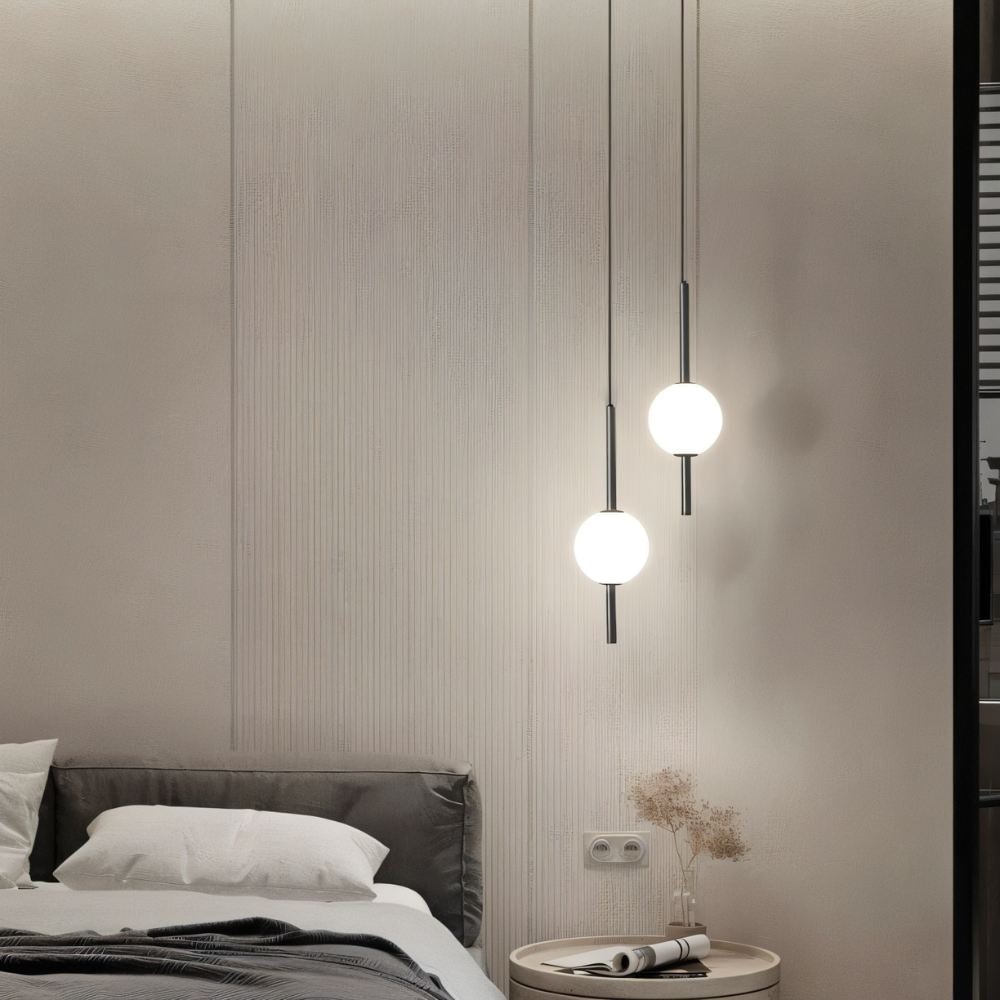 Minimalist Globe Pendant Light with Frosted Glass and Adjustable Suspension - Image 3