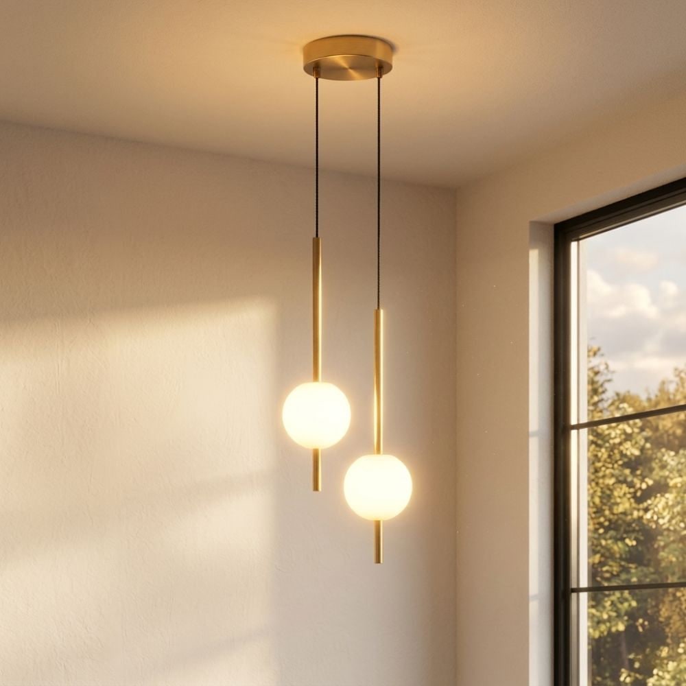 Minimalist Globe Pendant Light with Frosted Glass and Adjustable Suspension - Image 32