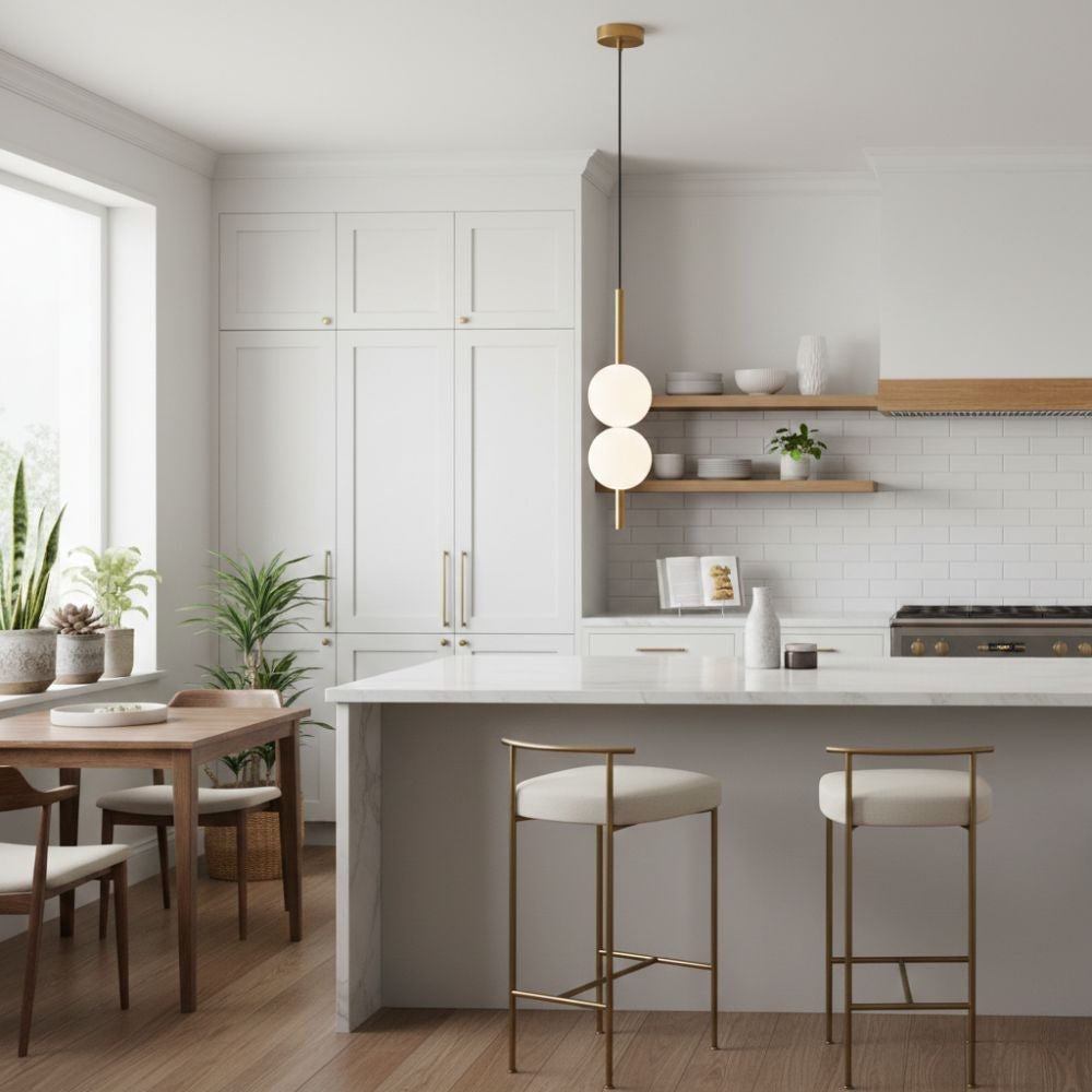 Minimalist Globe Pendant Light with Frosted Glass and Adjustable Suspension - Image 9