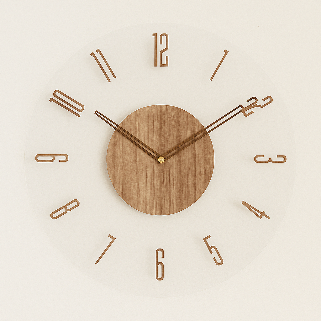 Minimalist Wall Clock with Wooden Accents and Silent Movement - Image 2