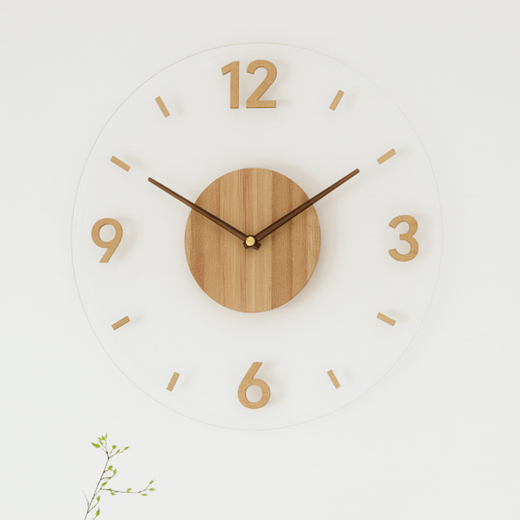 Minimalist Wall Clock with Wooden Accents and Silent Movement - Image 3