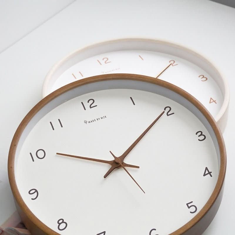 Minimalist Wooden Wall Clock Silent Round with White Dial and Arabic Numerals - Image 3
