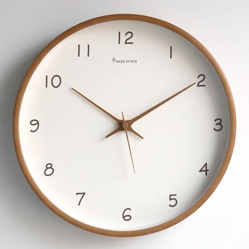 Minimalist Wooden Wall Clock Silent Round with White Dial and Arabic Numerals - Image 4