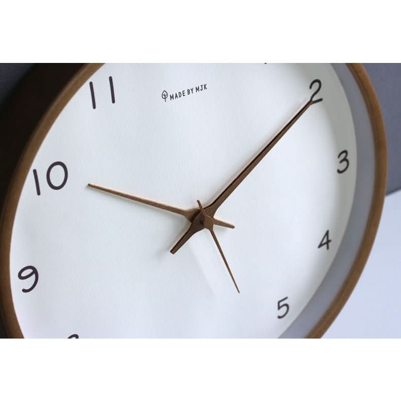 Minimalist Wooden Wall Clock Silent Round with White Dial and Arabic Numerals - Image 6