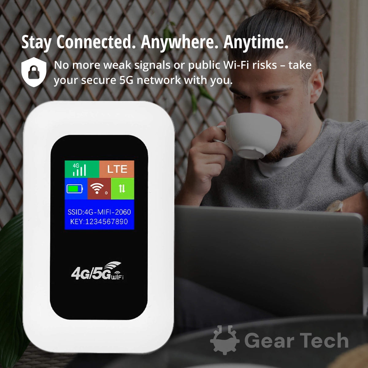 Mobile Hotspot with Portable WIFI Router Pocket-Sized Lcd Screen and USB Charging - Image 2