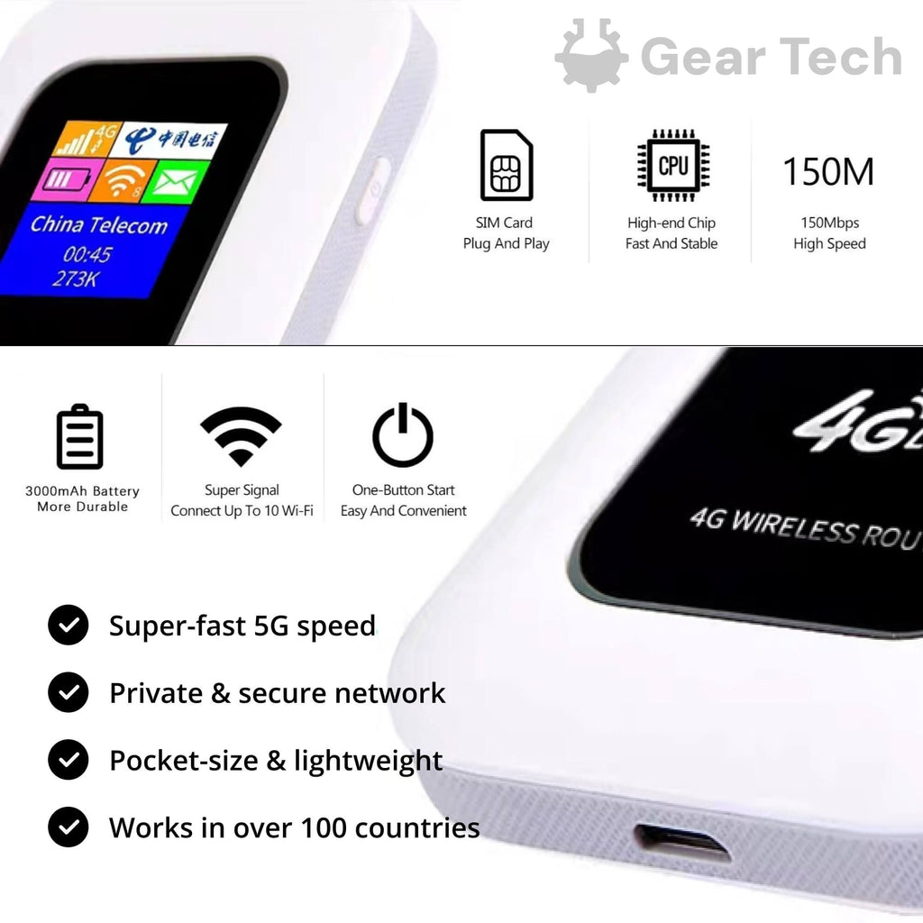 Mobile Hotspot with Portable WIFI Router Pocket-Sized Lcd Screen and USB Charging - Image 3