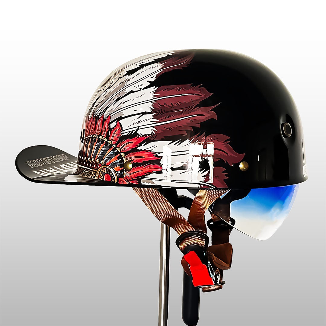 Motorcycle Half Helmet Retro Style with Quick Release and Integrated Visor - Image 12
