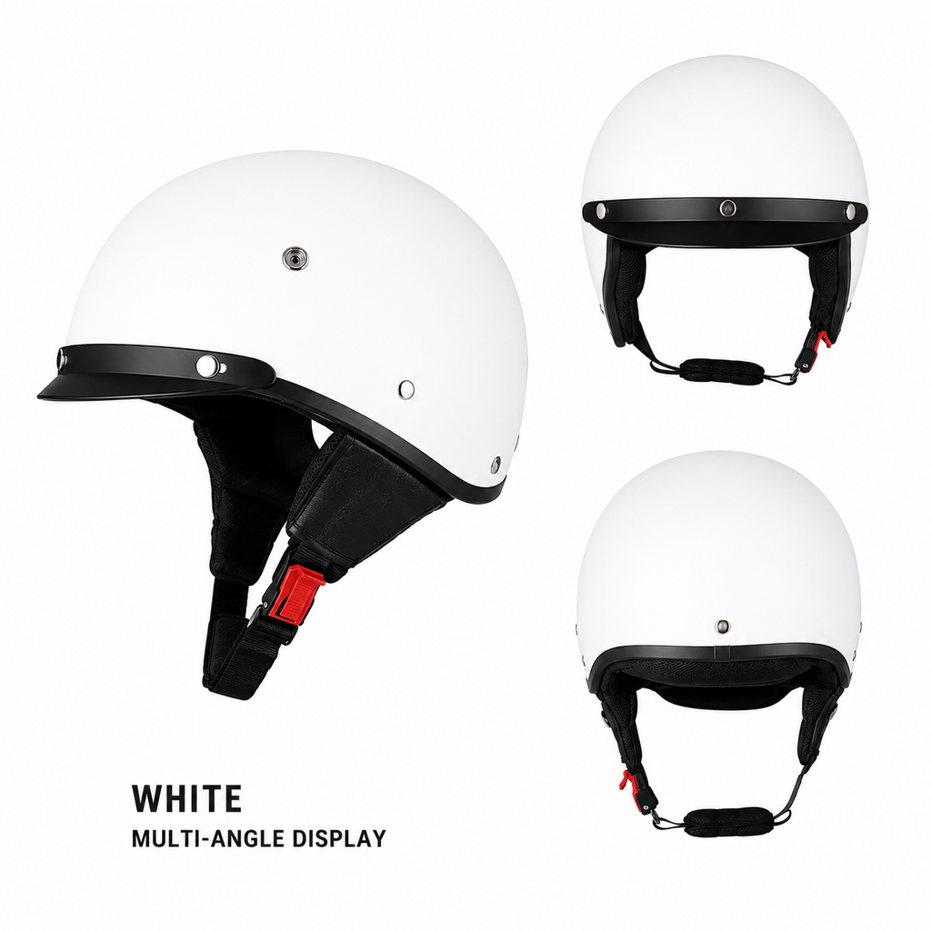 Motorcycle Half Helmet Retro Style with Quick Release and Integrated Visor - Image 2