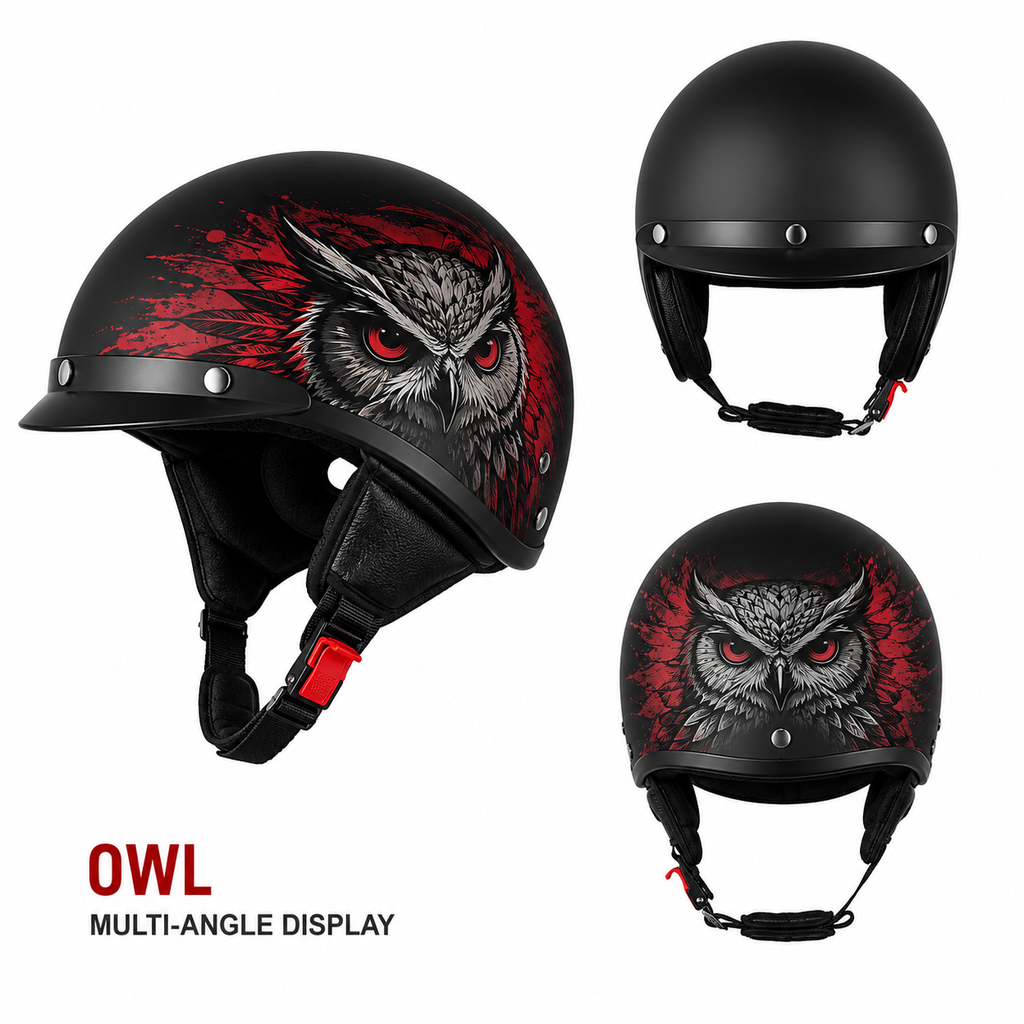 Motorcycle Half Helmet Retro Style with Quick Release and Integrated Visor - Image 4