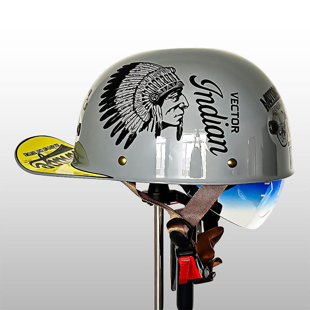 Motorcycle Half Helmet Retro Style with Quick Release and Integrated Visor - Image 9