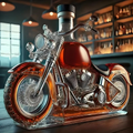 Motorcycle Whiskey Decanter with Glass Molded Design and Textured Spoke Wheels - Image 1