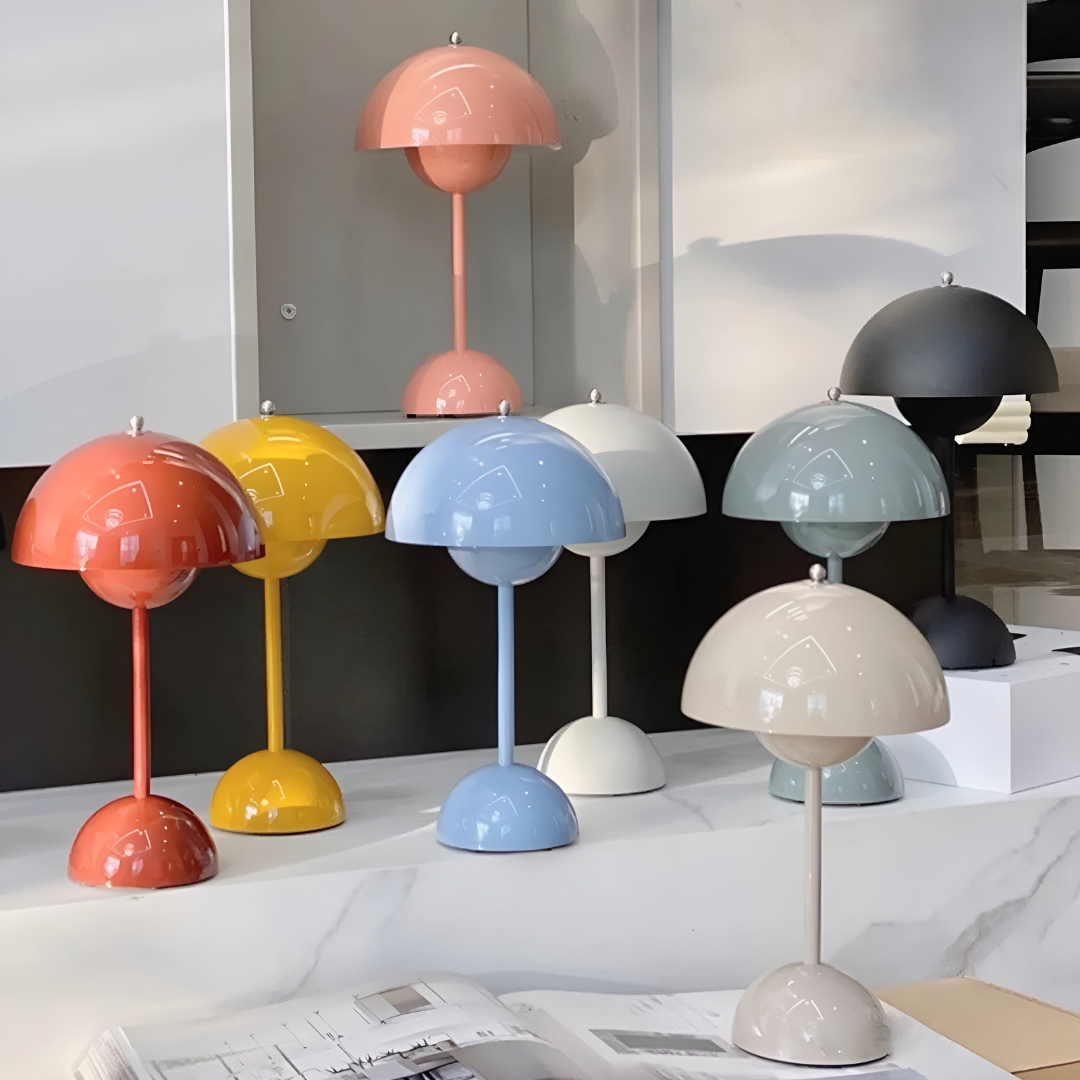 Mushroom Table Lamp LED Rechargeable Cordless with Dimmable Dome Shade - Image 2