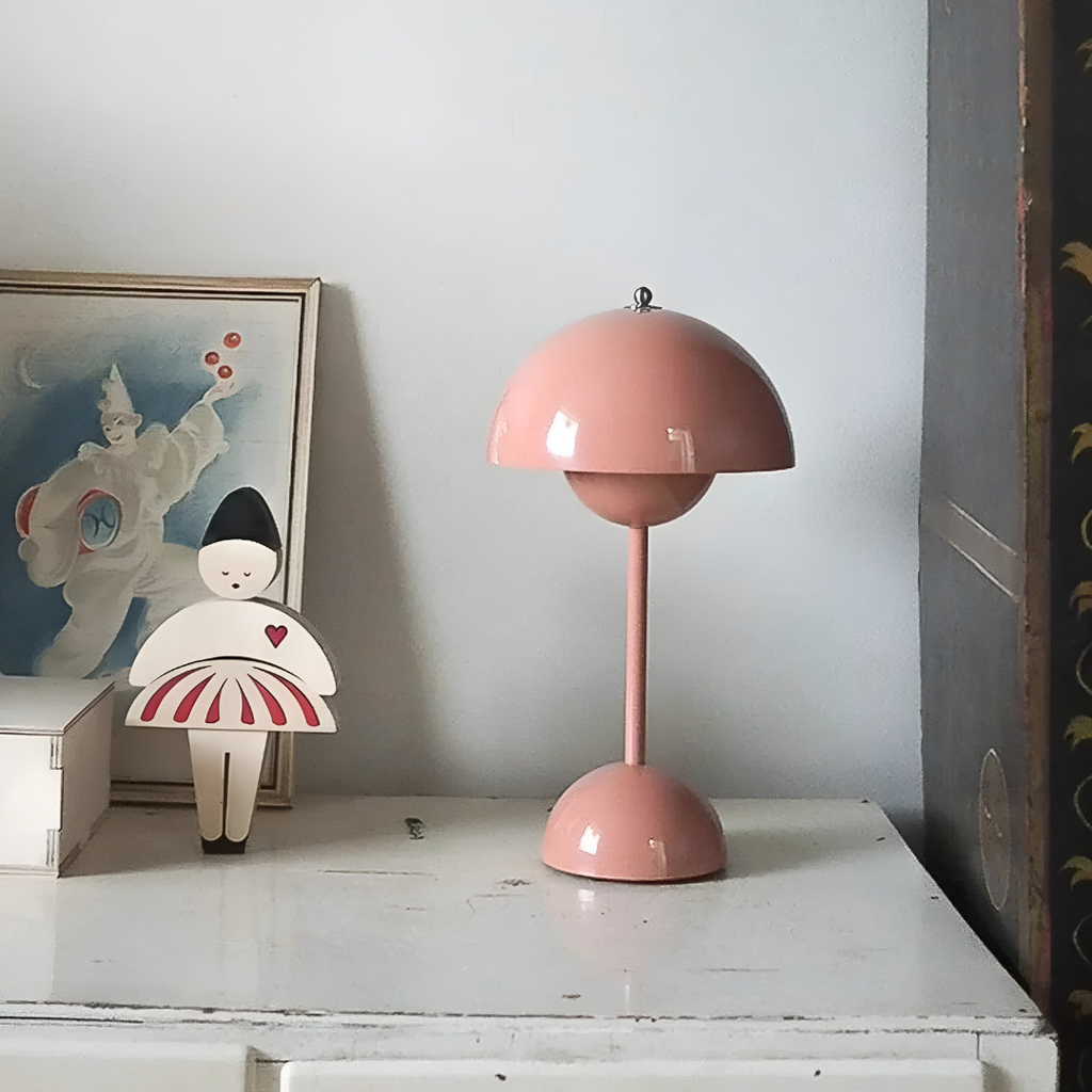 Mushroom Table Lamp LED Rechargeable Cordless with Dimmable Dome Shade - Image 5