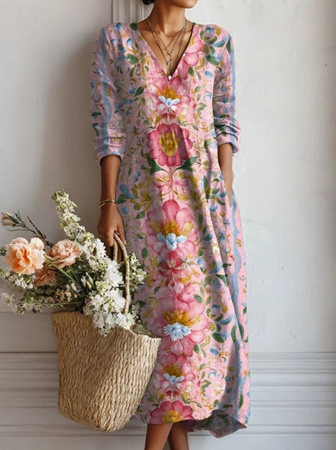 Women's Bohemian Pattern Casual Midi Dress