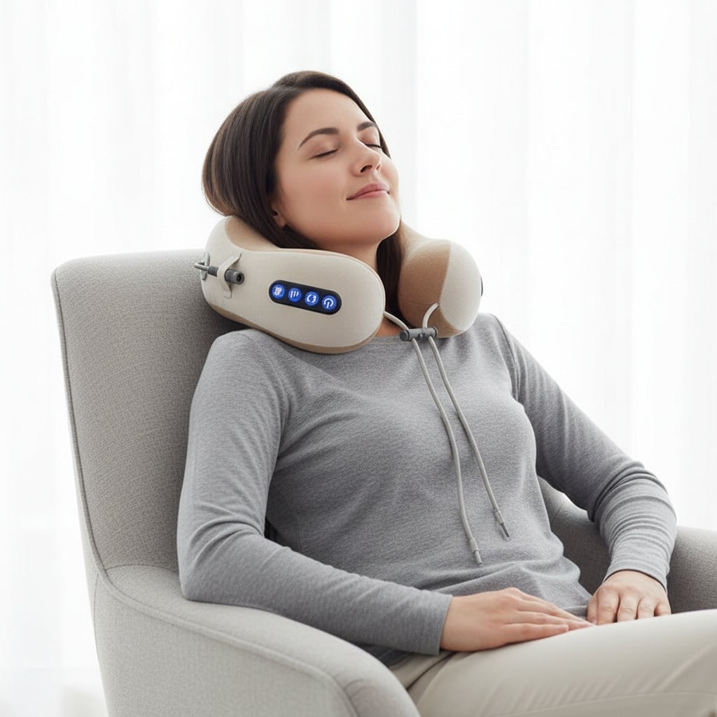 Neck Massager Pillow with Heat and Vibration U-Shaped Electric Shoulder Support - Image 2