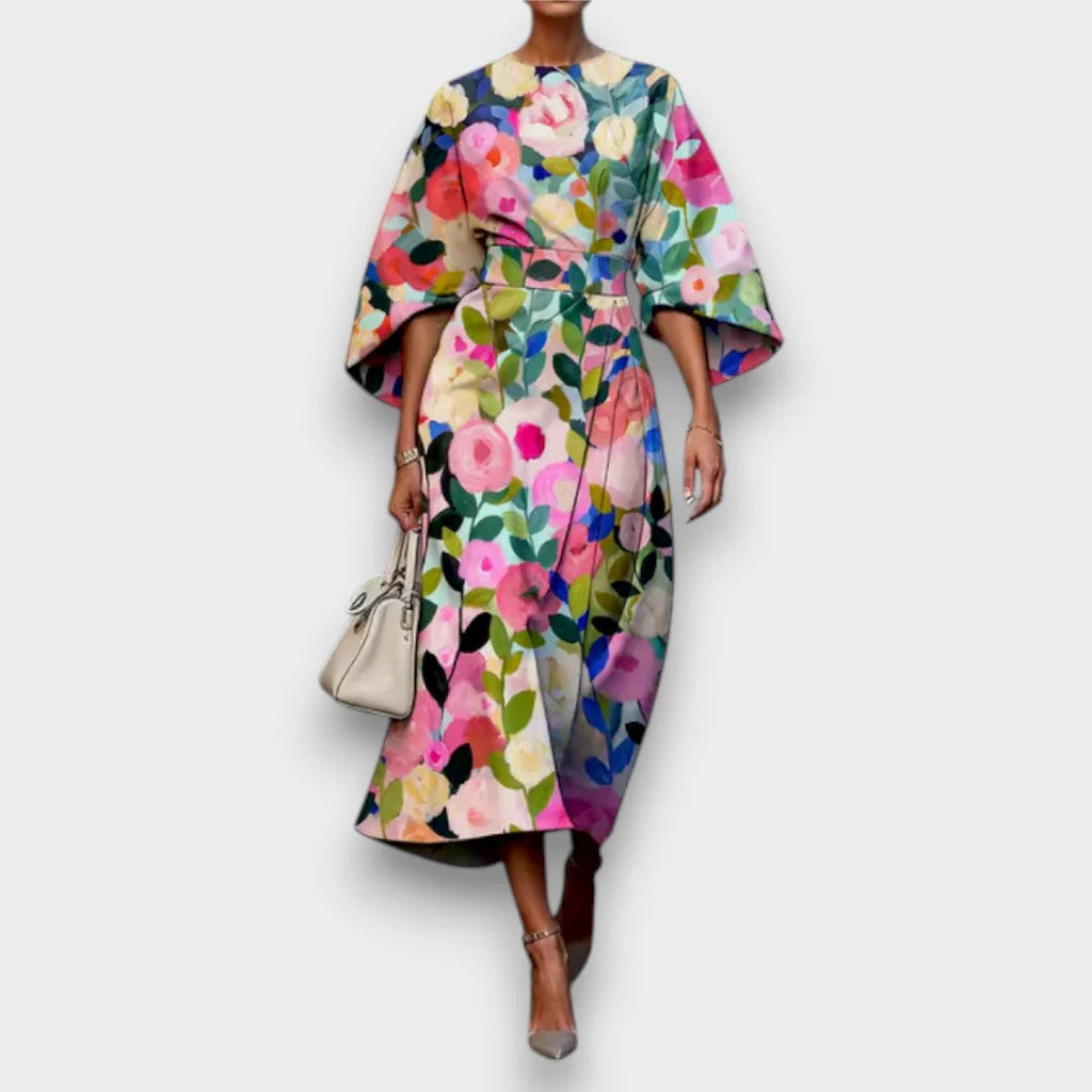 Nicole | Vestito Midi Floreale Maniche Ampie Floreale