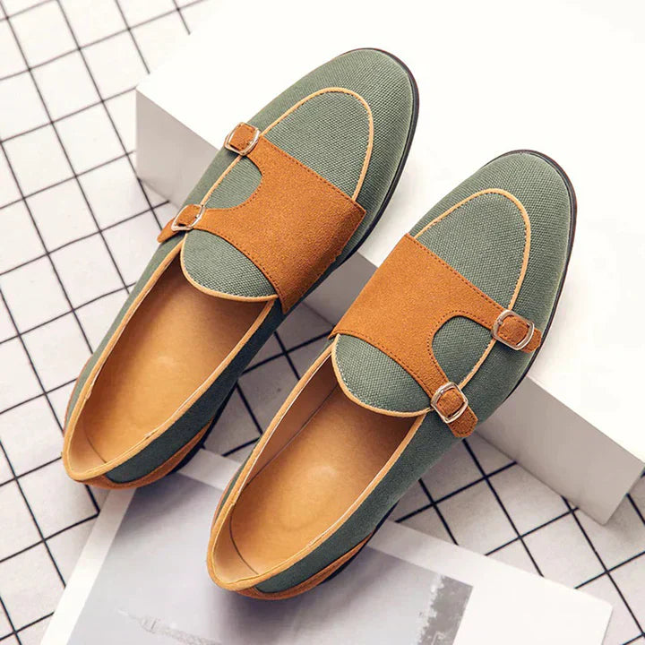Nicolò | Mocassini Eleganti in Pelle Uomo con Fibbie Verde