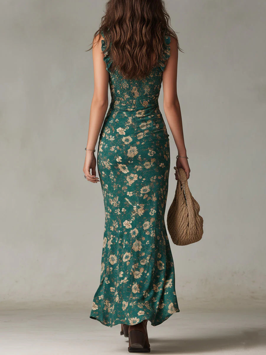 Noemi | Abito Maxi Floreale Spacco Alto