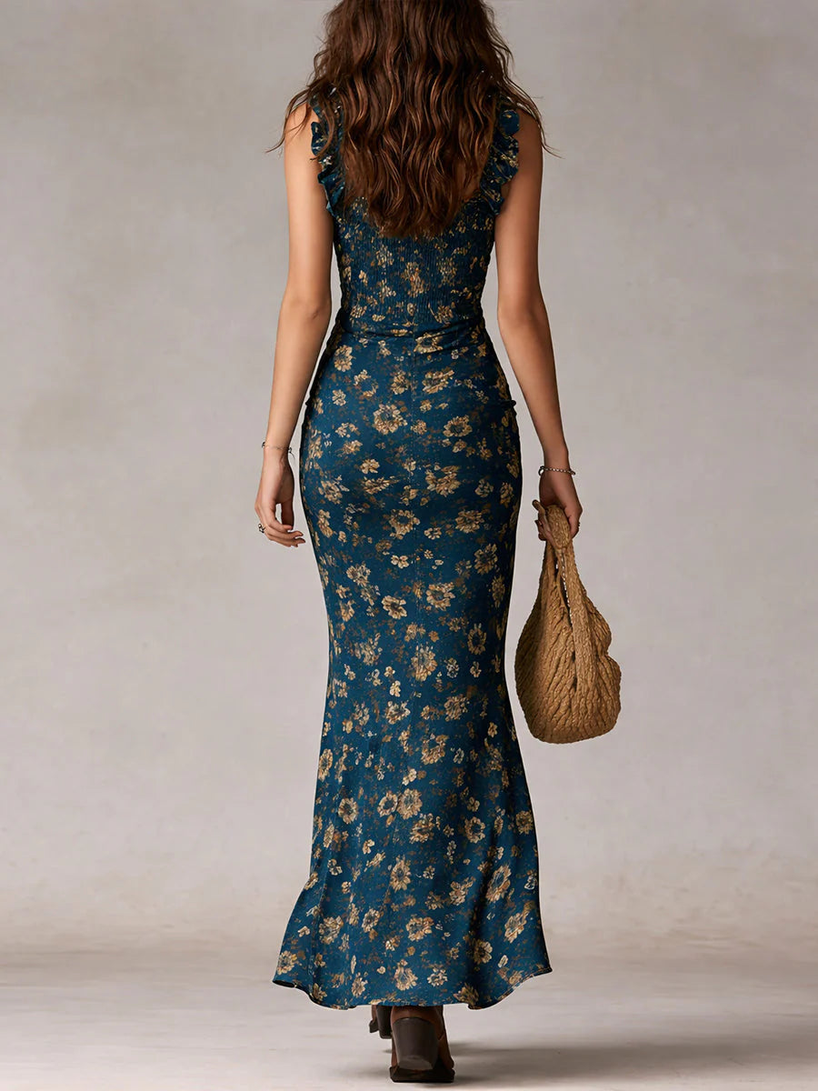 Noemi | Abito Maxi Floreale Spacco Alto