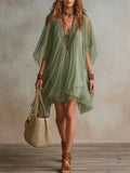 Noemi | Abito Mini Chiffon Scollo V Verde
