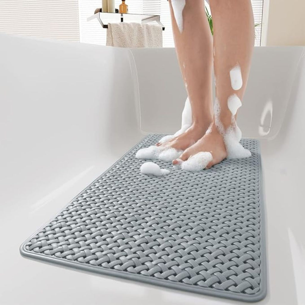 Non-Slip Bath Mat with Suction Cups and Basketweave Texture for Quick Dry - Image 1