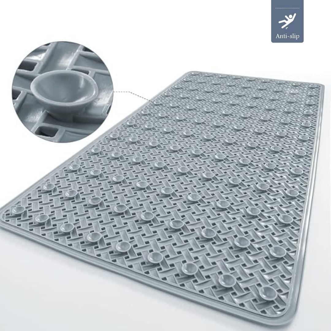 Non-Slip Bath Mat with Suction Cups and Basketweave Texture for Quick Dry - Image 3