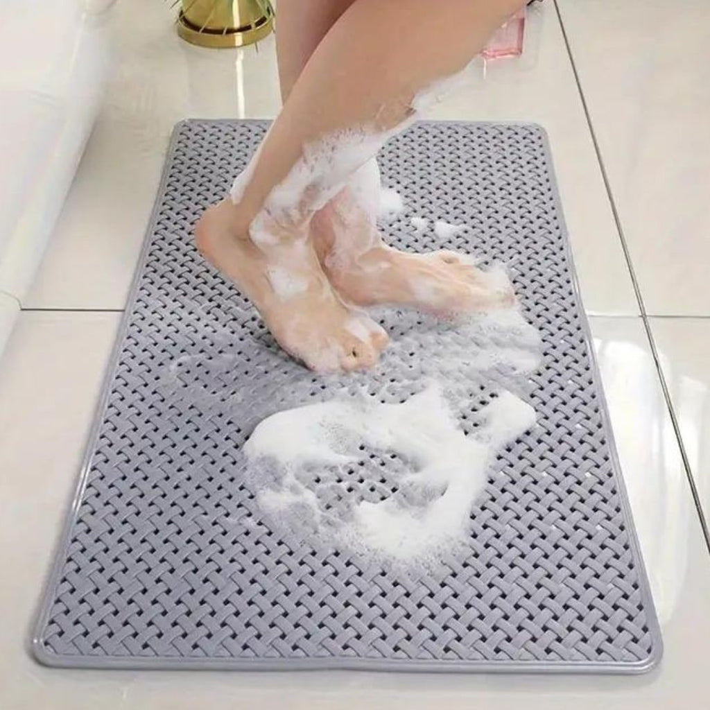 Non-Slip Bath Mat with Suction Cups and Basketweave Texture for Quick Dry - Image 4