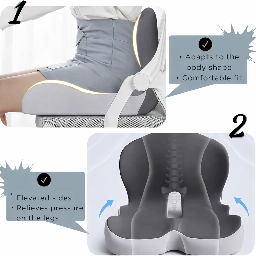 Office Chair Cushion with Memory Foam Contoured Lumbar Support and Ergonomic Ventilation - Image 4