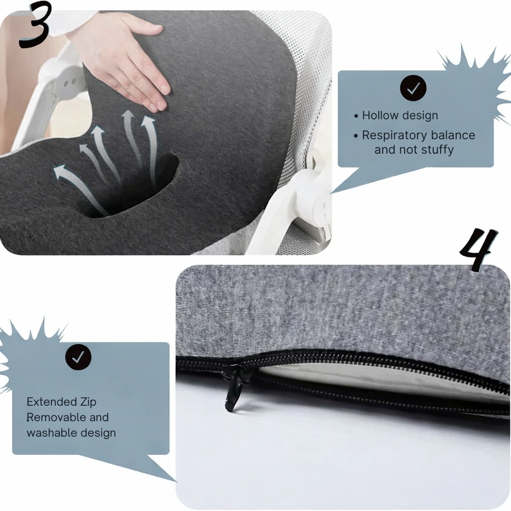 Office Chair Cushion with Memory Foam Contoured Lumbar Support and Ergonomic Ventilation - Image 5