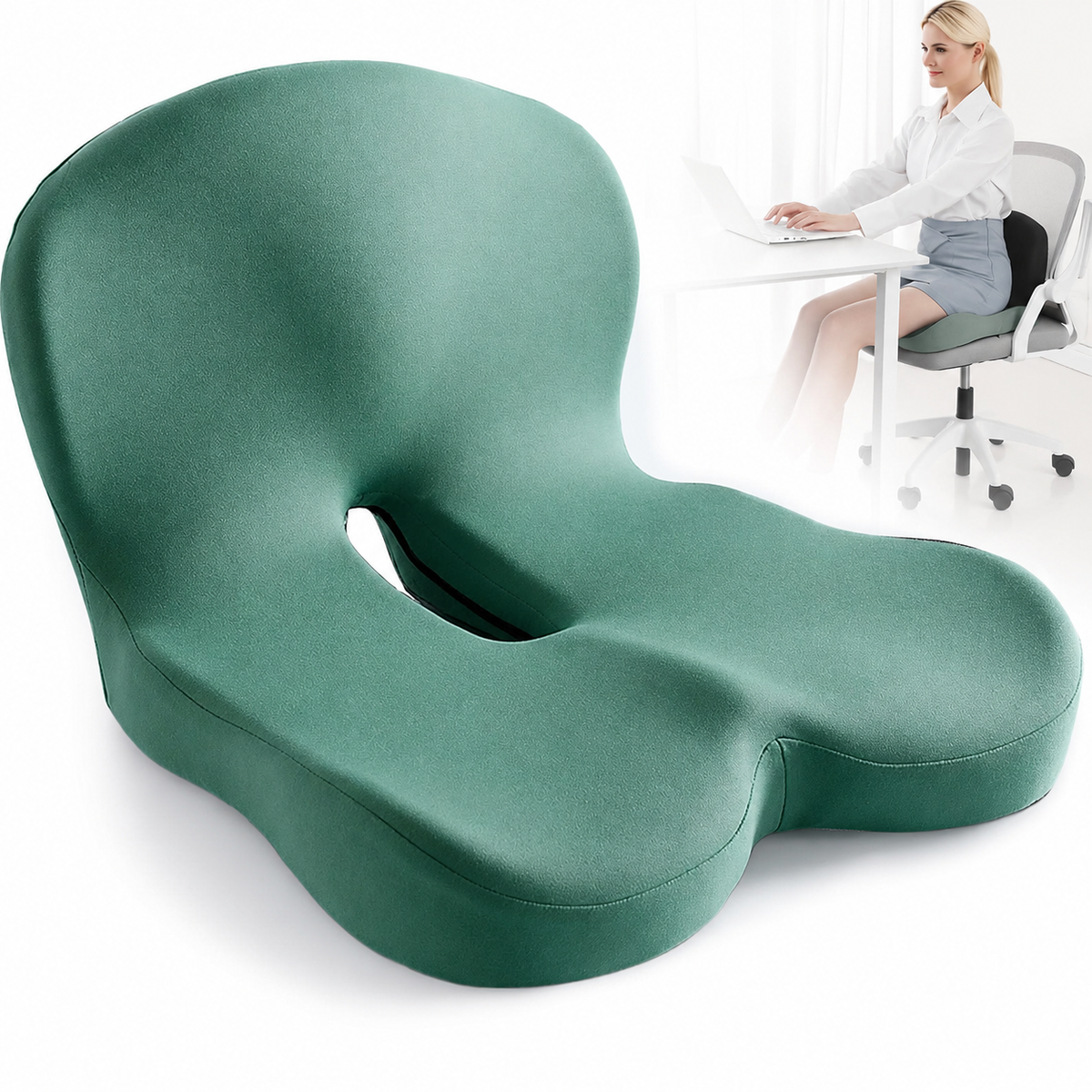 Office Chair Cushion with Memory Foam Contoured Lumbar Support and Ergonomic Ventilation - Image 6