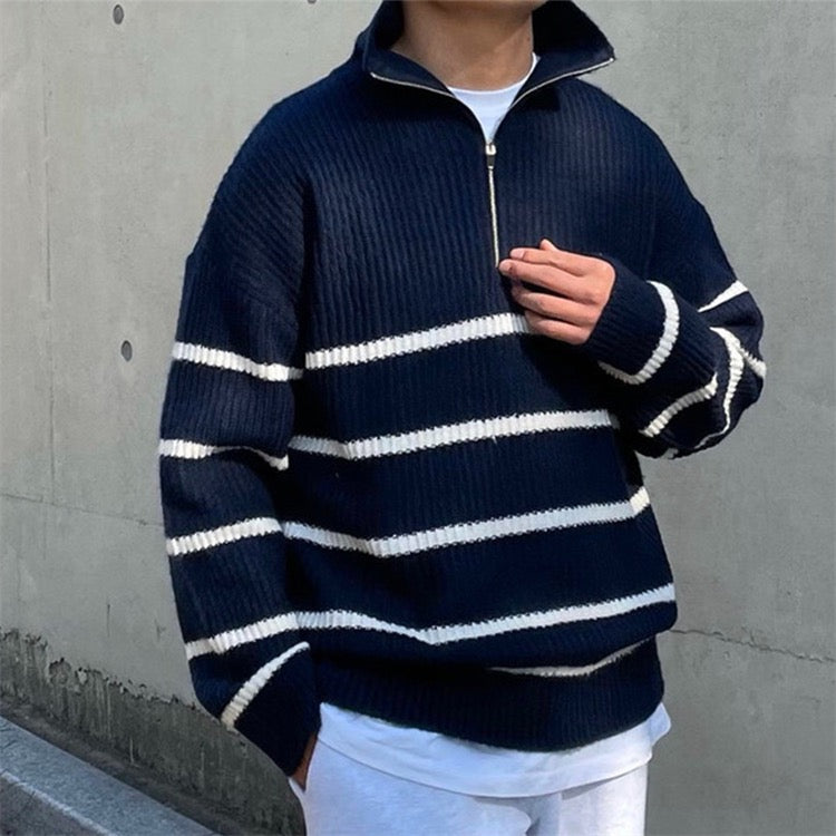 Maglione con Mezzo Zip per Uomini | Trovex Blu