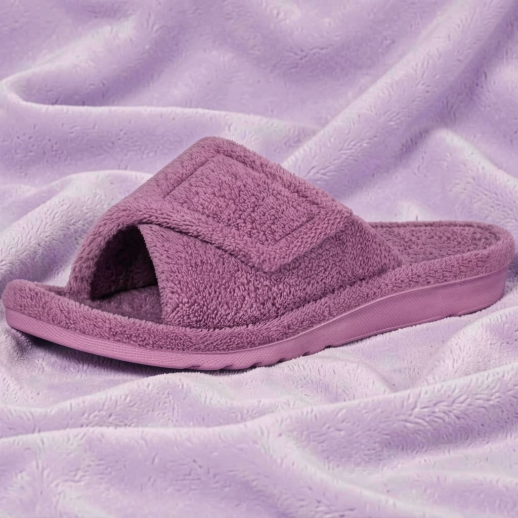 Open-Toe House Slippers with Terry Cloth, Adjustable Strap and Arch Support - Image 5