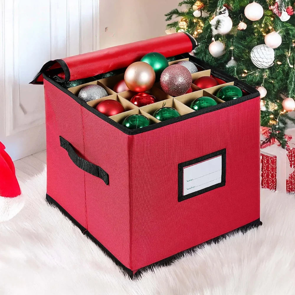 Ornament Storage Container with Adjustable Dividers Zippered Lid and Viewing Window - Image 4